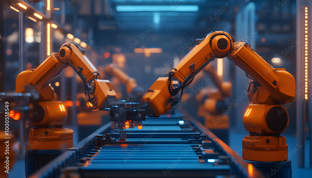 Automated Robotic Arm Assembly Line in a Modern Car Factory design Automated Robotic Arm Assembly Line in a Modern Car Factory design