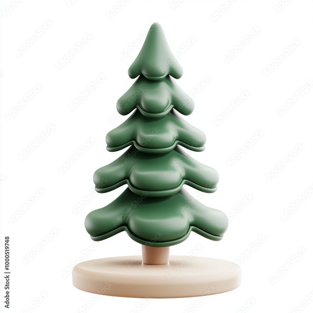 Minimalistic green pine tree figurine on a white background, creating a modern holiday aesthetic. Minimalistic green pine tree figurine on a white background, creating a modern holiday aesthetic.