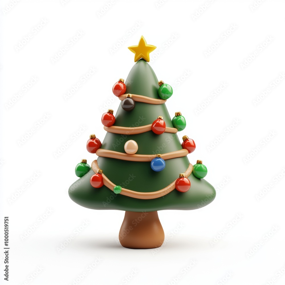 Minimalistic green pine tree figurine on a white background, creating a modern holiday aesthetic. Minimalistic green pine tree figurine on a white background, creating a modern holiday aesthetic.