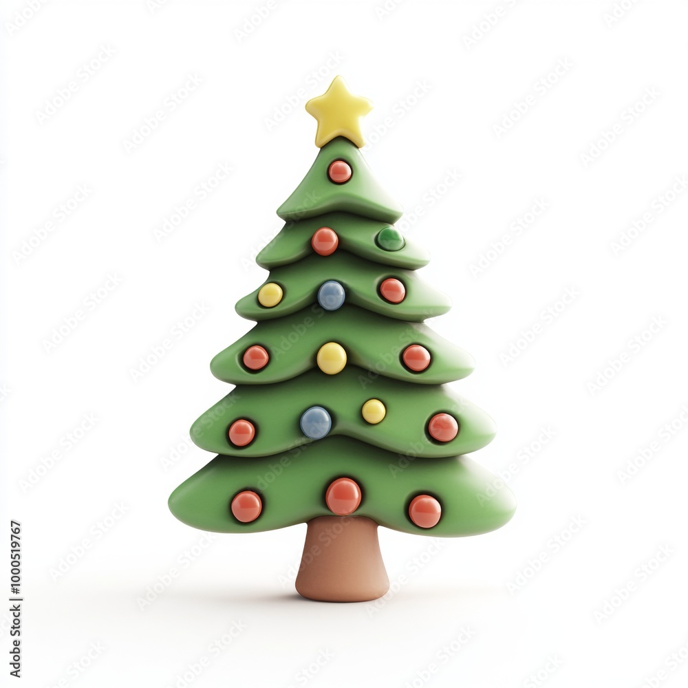 Minimalistic green pine tree figurine on a white background, creating a modern holiday aesthetic. Minimalistic green pine tree figurine on a white background, creating a modern holiday aesthetic.