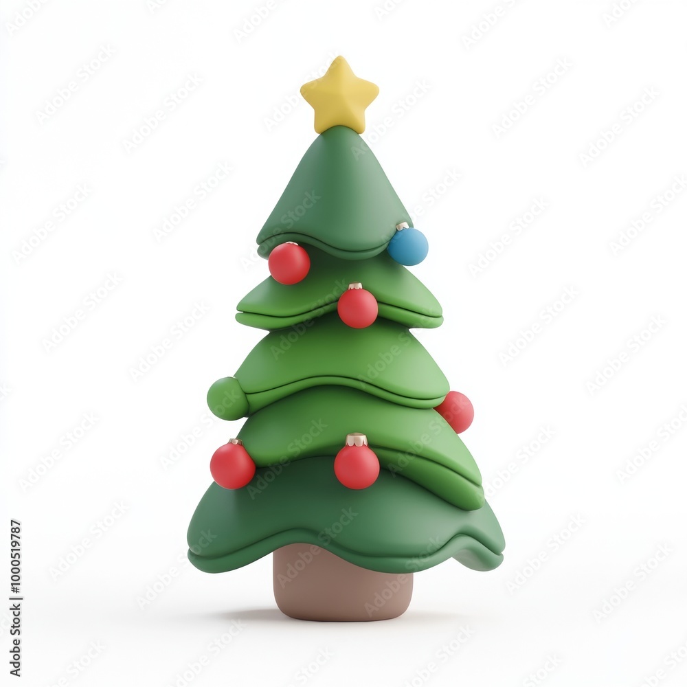 Minimalistic green pine tree figurine on a white background, creating a modern holiday aesthetic. Minimalistic green pine tree figurine on a white background, creating a modern holiday aesthetic.