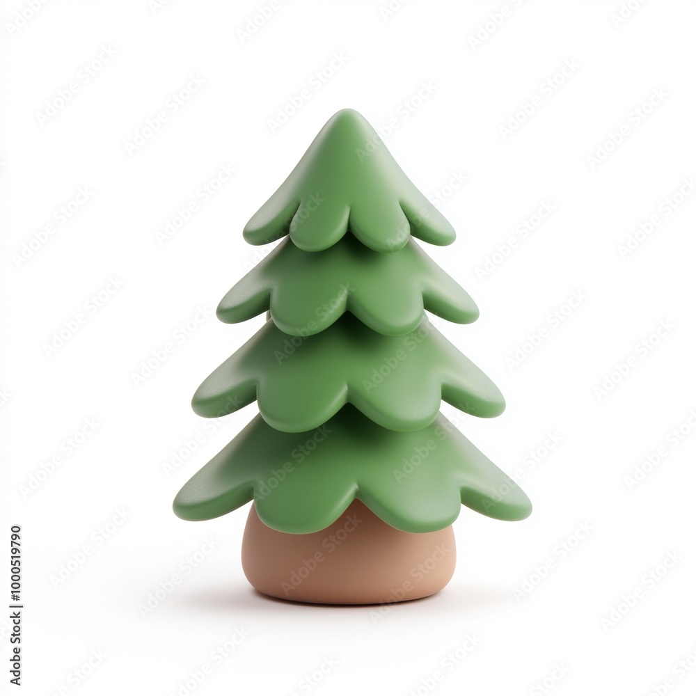 Minimalistic green pine tree figurine on a white background, creating a modern holiday aesthetic. Minimalistic green pine tree figurine on a white background, creating a modern holiday aesthetic.