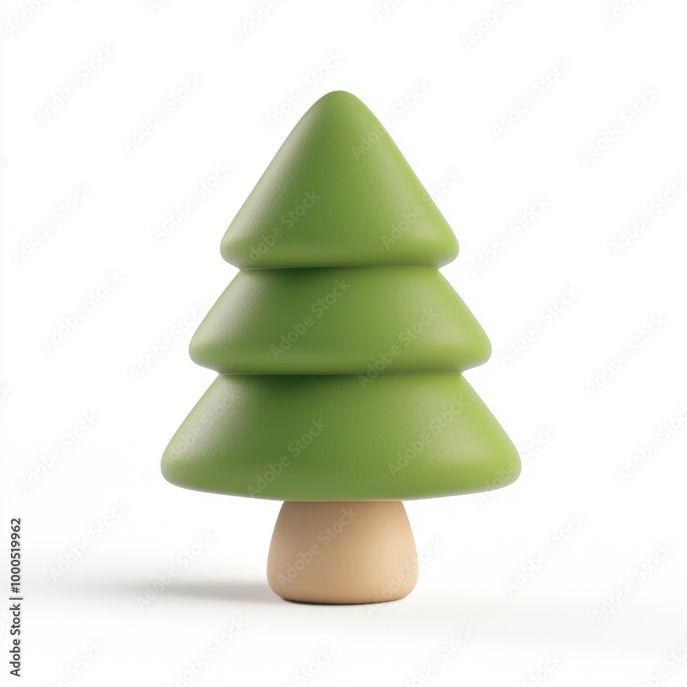 Minimalistic green pine tree figurine on a white background, creating a modern holiday aesthetic. Minimalistic green pine tree figurine on a white background, creating a modern holiday aesthetic.