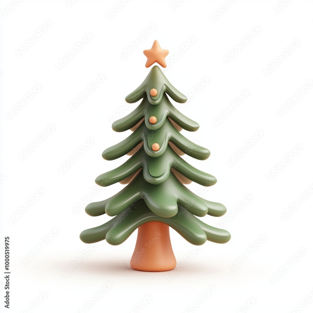 Minimalistic green pine tree figurine on a white background, creating a modern holiday aesthetic. Minimalistic green pine tree figurine on a white background, creating a modern holiday aesthetic.