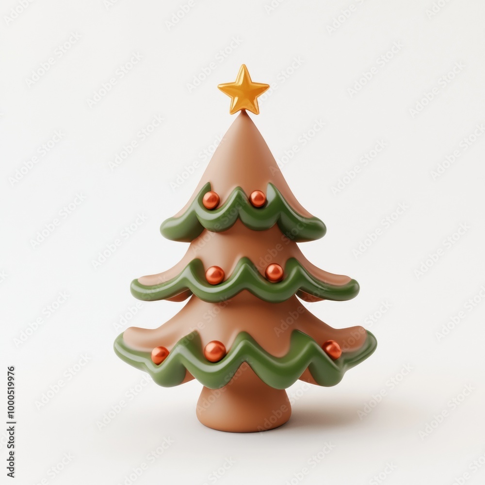 Minimalistic green pine tree figurine on a white background, creating a modern holiday aesthetic. Minimalistic green pine tree figurine on a white background, creating a modern holiday aesthetic.