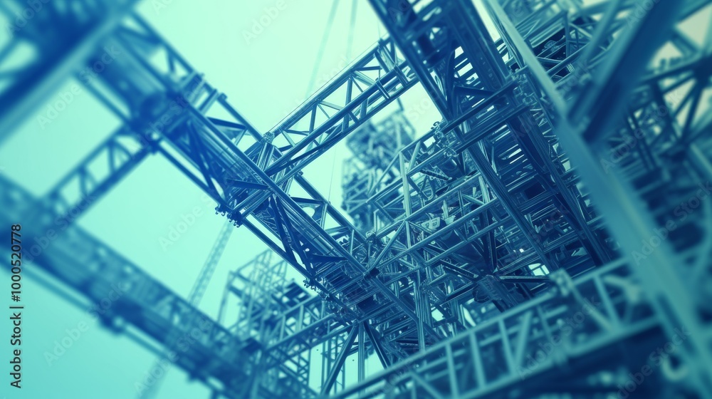 A close-up view of an intricate metal framework structure, showcasing industrial design and engineering. The geometric patterns and metallic textures highlight strength and precision in modern A close-up view of an intricate metal framework structure, showcasing industrial design and engineering. The geometric patterns and metallic textures highlight strength and precision in modern