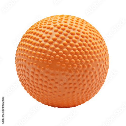 Bright orange textured ball resting on a surface, cutout transparent png