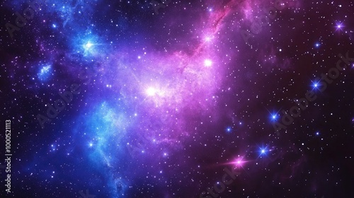 Purple and blue stars in a space background