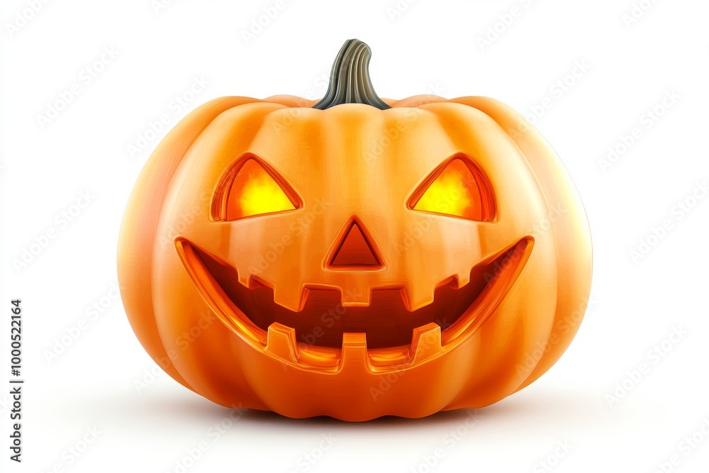 Brightly lit jack o lantern with glowing eyes and a wide grin set against a pale background ideal for enhancing spooky and playful Halloween themed designs Brightly lit jack o lantern with glowing eyes and a wide grin set against a pale background ideal for enhancing spooky and playful Halloween themed designs