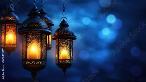 Ramadan Kareem Islamic backgrounds adorned with lanterns