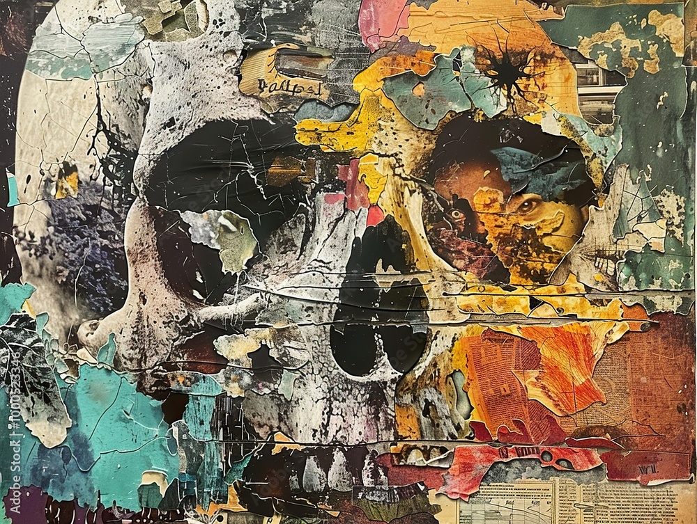 Fototapeta premium Abstract Skull Collage with Human Eye