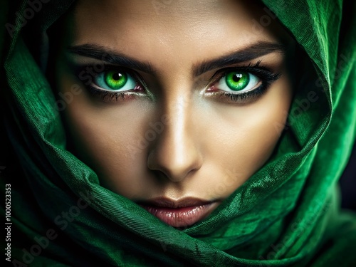 Striking Darkest Green Eyes Captivating Depth and Mystery in a Close-Up Photography Perspective