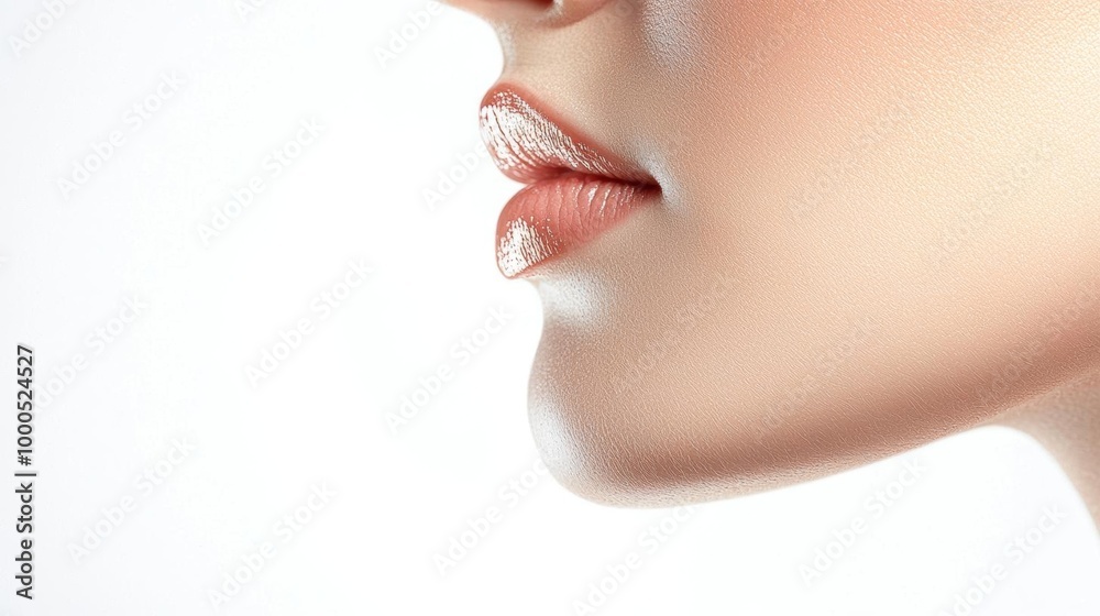 Radiant woman s face with glowing skin, isolated on white, soft lighting accentuates beauty, natural beauty, healthy skin Radiant woman s face with glowing skin, isolated on white, soft lighting accentuates beauty, natural beauty, healthy skin