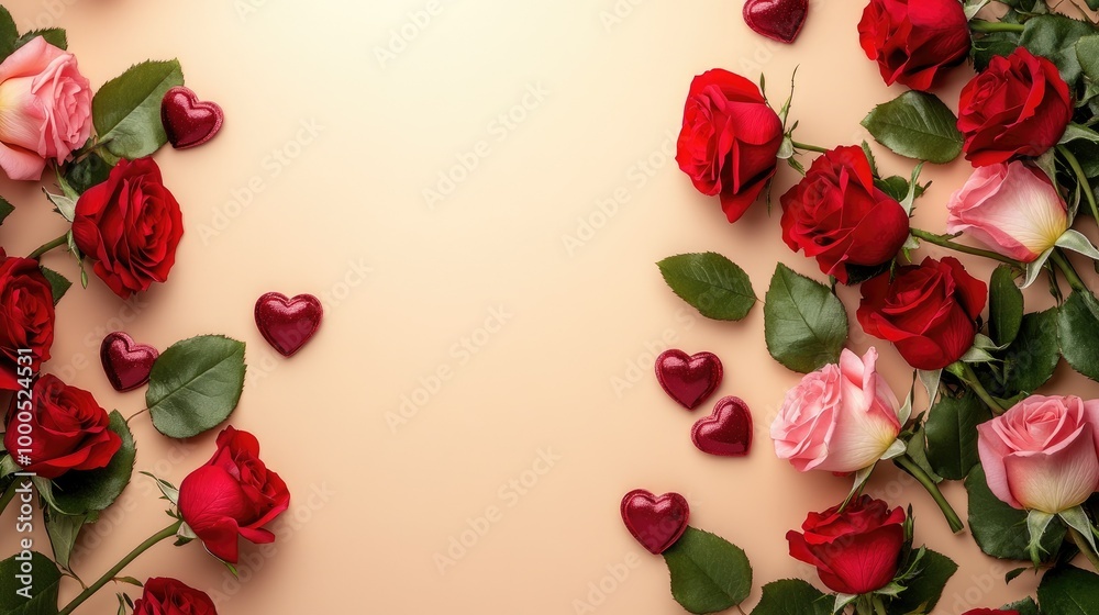 Valentine's day background with red and pink rose flowers Valentine's day background with red and pink rose flowers