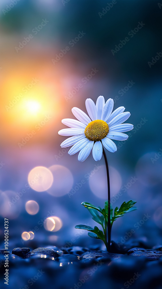A small flower growing through a crack in the street. A small flower growing through a crack in the street.