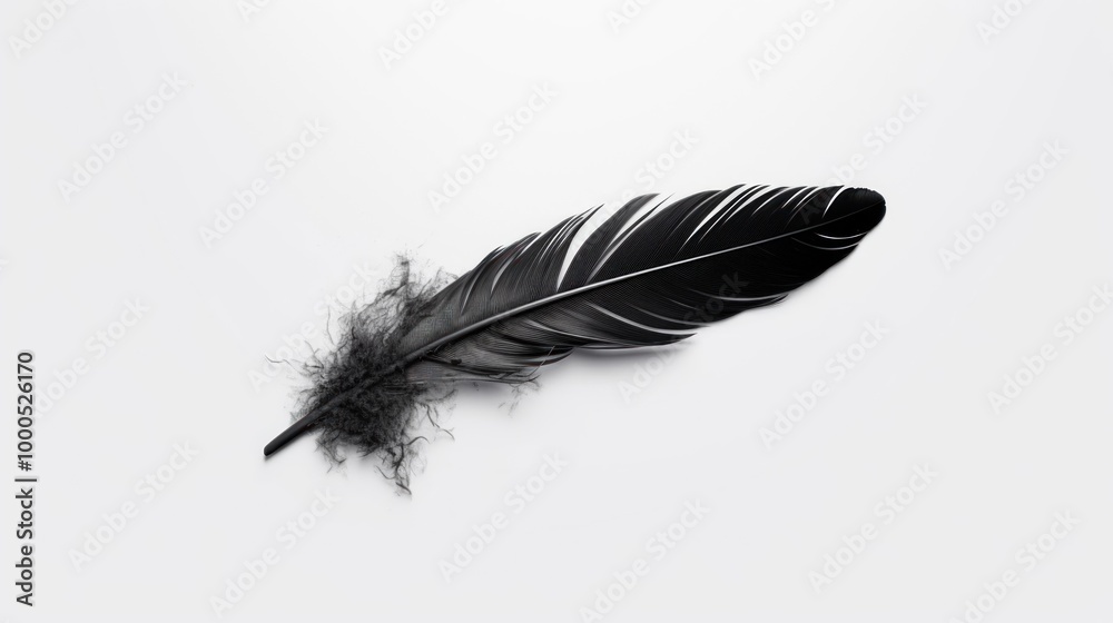 Black Feather on a White Background Black Feather on a White Background