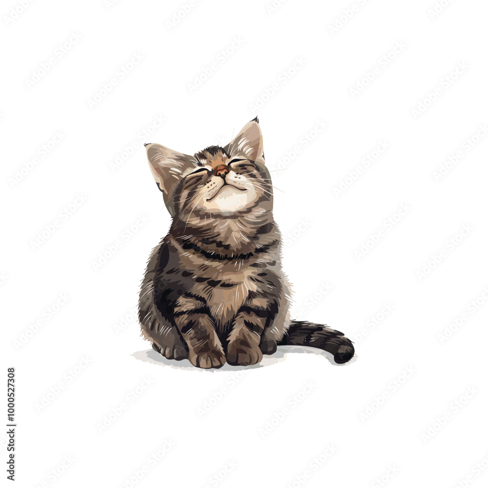 Fototapeta premium watercolor cute cat drawing