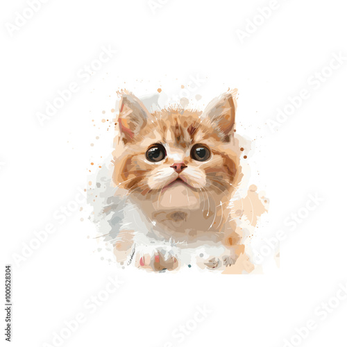 watercolor cute cat drawing

