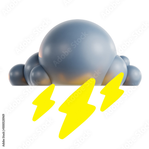 Thunderstorm 3D illustration with isolated background