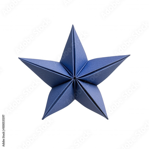 Blue Star Icon with Metallic Glow on Black Background.