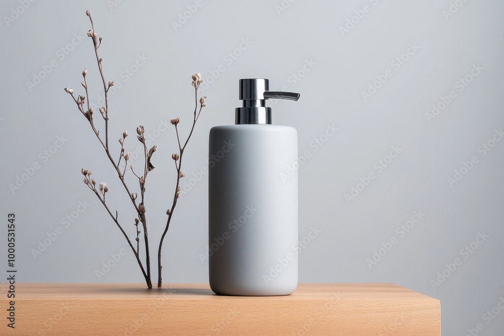Minimalist Bathroom Soap Dispenser with Twig Decoration