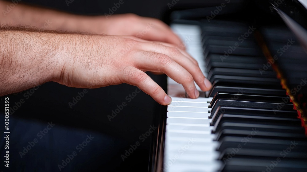 Close up of Hands Playing Piano Keys Musical Performance Musician Close up of Hands Playing Piano Keys Musical Performance Musician