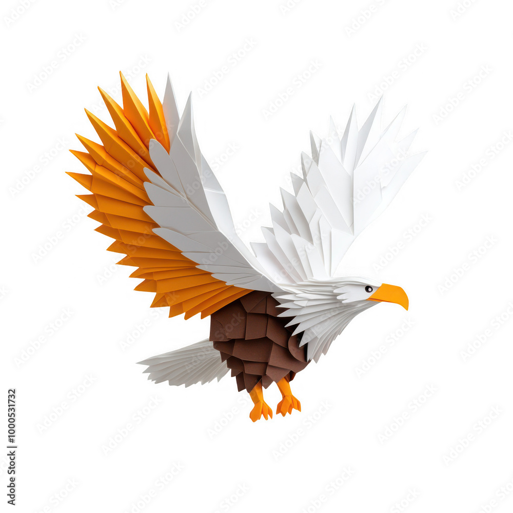 Fototapeta premium Colorful Toy Eagle with Outstretched Wings on Black Background