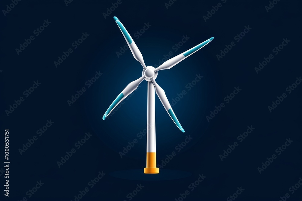 Minimal wind turbine icon, representing clean energy generation with simple lines and shapes