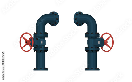 set of gate valve on white background