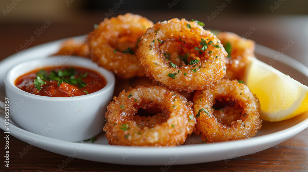 Fried Calamari: Crispy Rings with Lemon and Marinara Fried Calamari: Crispy Rings with Lemon and Marinara
