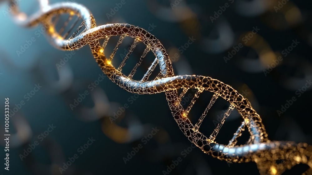 Glowing DNA Strand Genetic Research Biotechnology Medical Science Glowing DNA Strand Genetic Research Biotechnology Medical Science