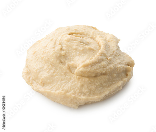 Sample of delicious hummus isolated on white