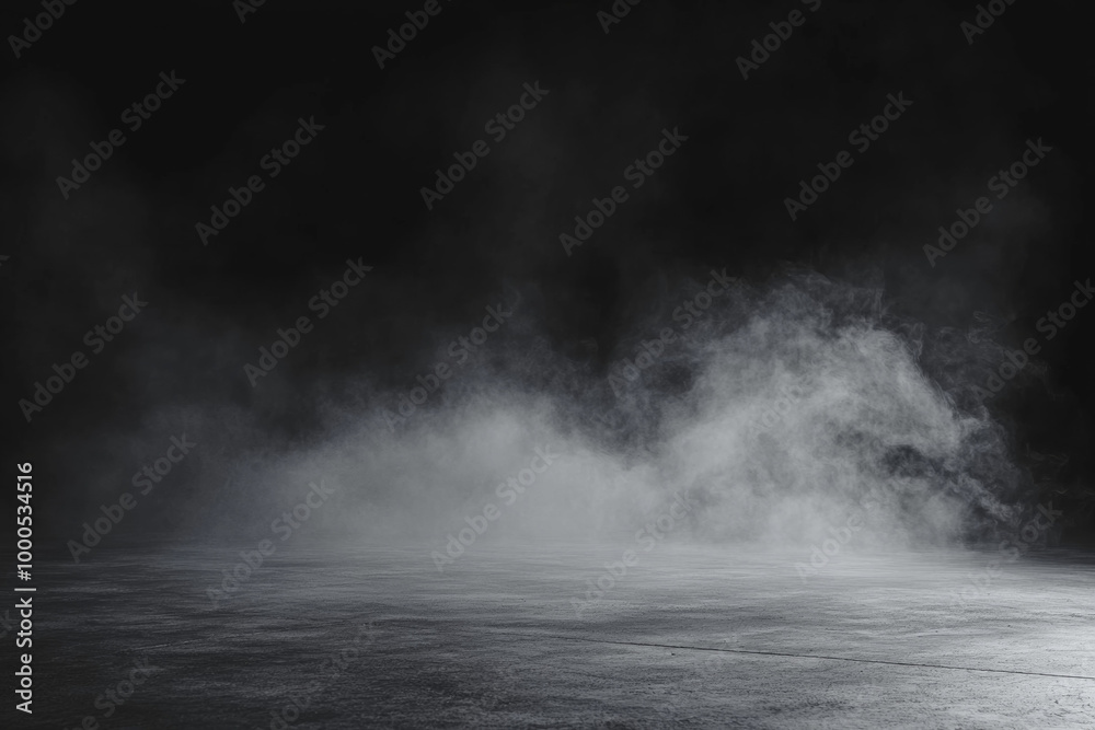 Moody abstract background of an empty dark room with smoke and fog on concrete floor, offering ample copy space for product presentations in a wide banner format. Moody abstract background of an empty dark room with smoke and fog on concrete floor, offering ample copy space for product presentations in a wide banner format.