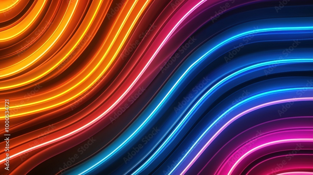 Abstract Neon Background with Colorful Wavy Lines Abstract Neon Background with Colorful Wavy Lines