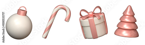 Set of Christmas decorations isolated. 3D illustration.	
