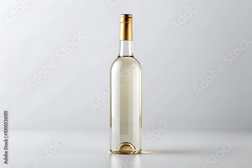 3D Rendering of a White Wine Bottle Mockup Design on White Background