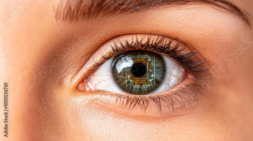 Futuristic Digital Eye Close Up Human Tech Interface Sci Fi Concept