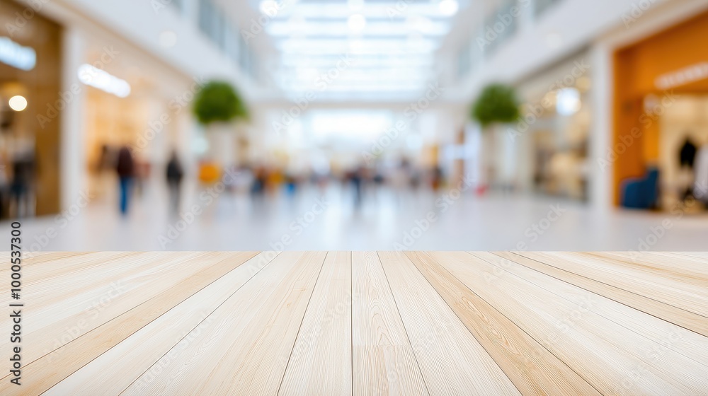 custom made wallpaper toronto digitalWooden Tabletop Mockup with Blurred Shopping Mall Background