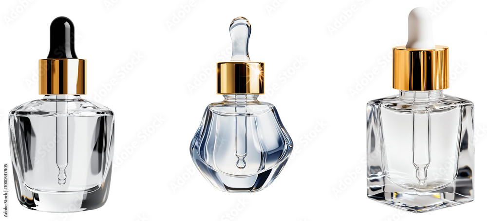 Elegant Serum Bottles with Droppers, isolated on transparent background. Elegant Serum Bottles with Droppers, isolated on transparent background.