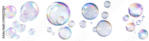Colorful Bubbles on Transparent Background, isolated on transparent background.