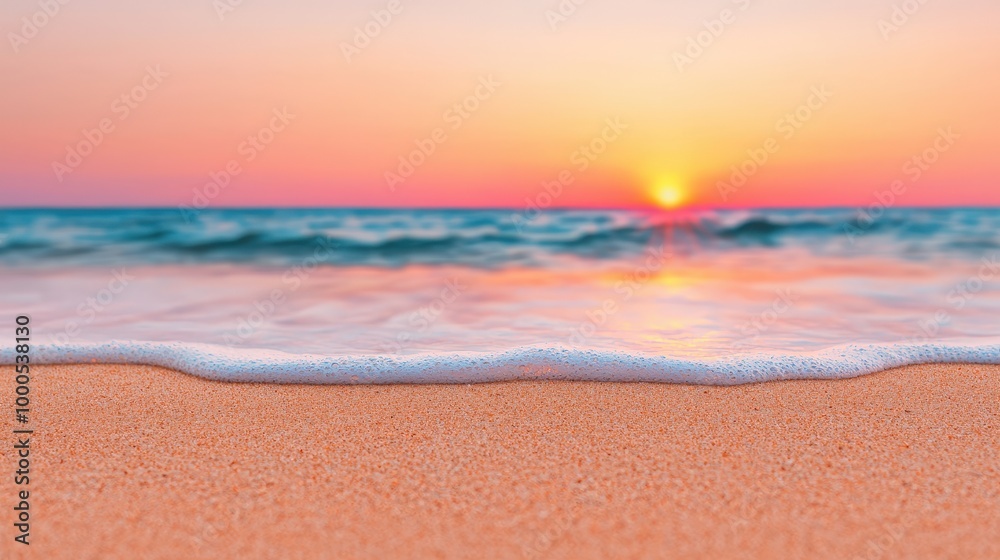 Sunset Beach Waves Tranquil Sea Golden Sand Ocean View Sunset Beach Waves Tranquil Sea Golden Sand Ocean View