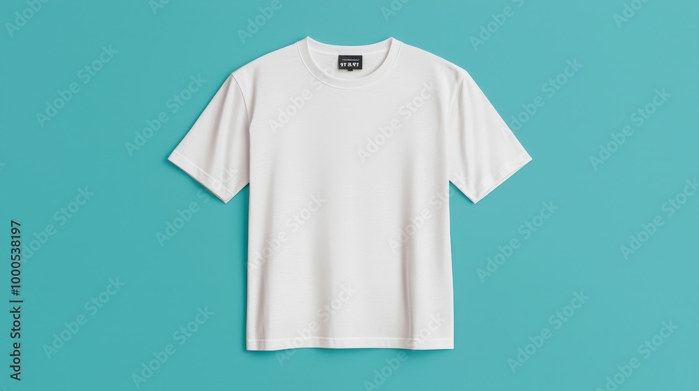 Blank White T Shirt Mockup Front and Back View on Turquoise Background Blank White T Shirt Mockup Front and Back View on Turquoise Background
