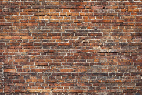 Red brick wall background with visible textures and patterns, perfect for creative projects or adding a nostalgic and timeless touch to any space.