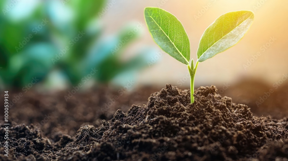 A small green sprout emerges from rich, dark soil, symbolizing growth and new beginnings, with blurred greenery in the background. A small green sprout emerges from rich, dark soil, symbolizing growth and new beginnings, with blurred greenery in the background.