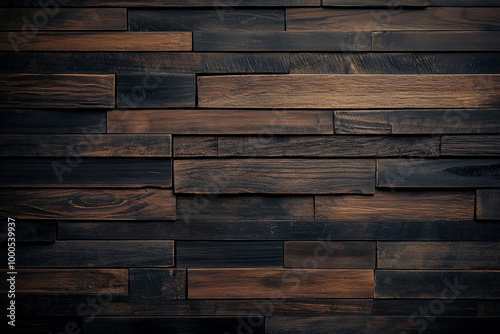 Dark brown wooden wall with vertical strips, ideal as a photoshoot backdrop for creating a rustic and elegant atmosphere.