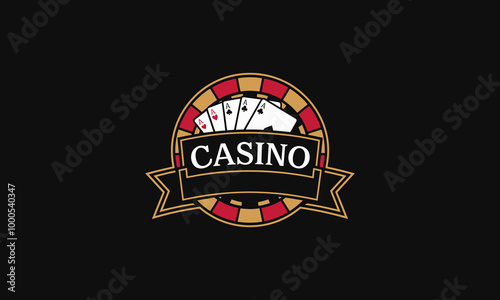 Casino logo with poker cards and chips design