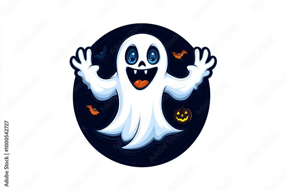 Simple ghost outline, representing a Halloween ghost decoration in a minimalist style Simple ghost outline, representing a Halloween ghost decoration in a minimalist style