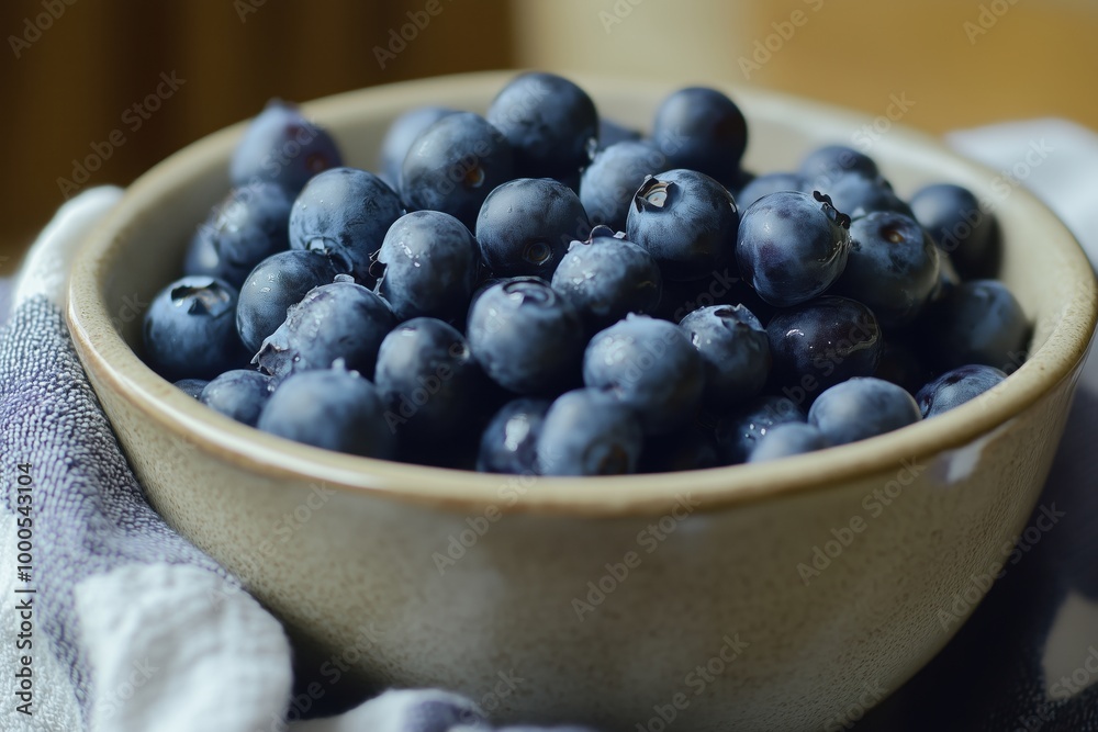 there is a white towel on the plate and blueberries on the towel there is a white towel on the plate and blueberries on the towel