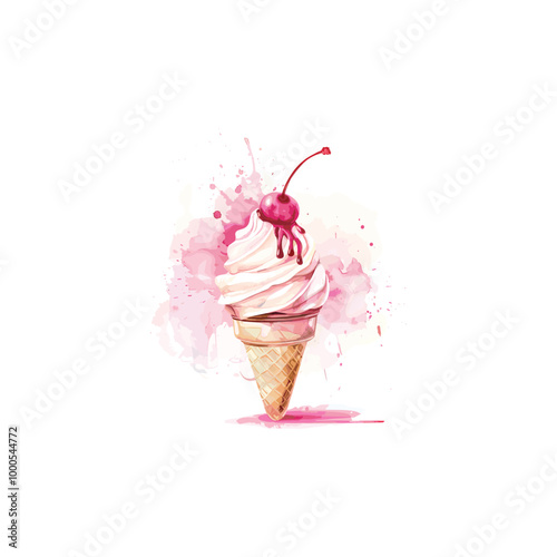 watercolor ice cream drawing