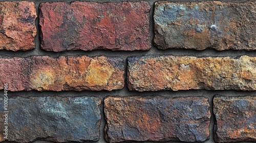 A Rustic Brick Wall With Diverse Hues and Textures